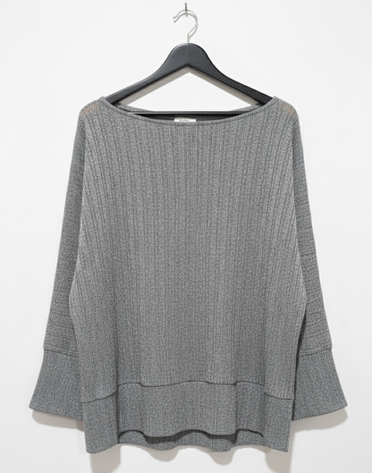 Jennifer Lopez L Cowl Neck Top Kimono sleeves Gray Ribbed cuffs and waistband W-22 / L-25