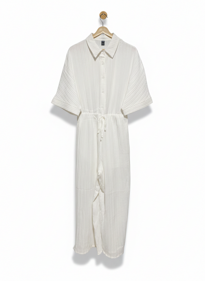 SHEIN |L| BUST FREE | CHIC OFF-WHITE PLISSÉ TEXTURED JUMPSUIT