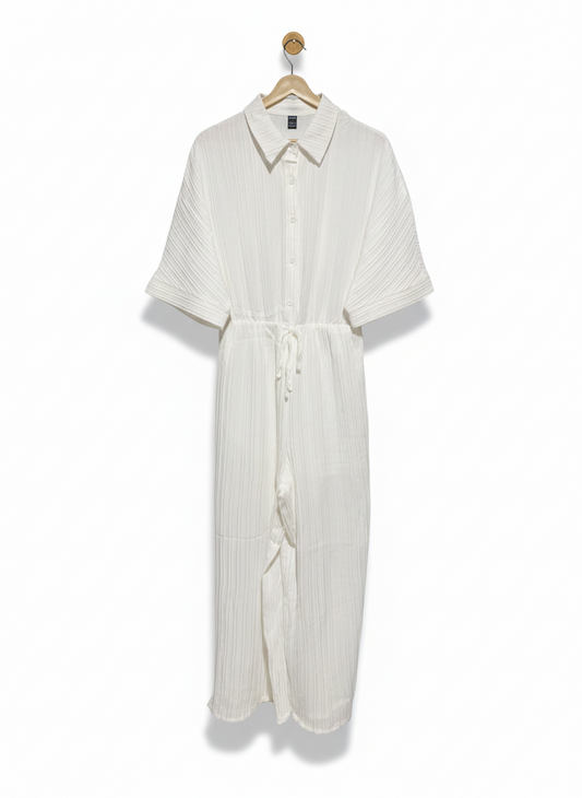 SHEIN |L| BUST FREE | CHIC OFF-WHITE PLISSÉ TEXTURED JUMPSUIT