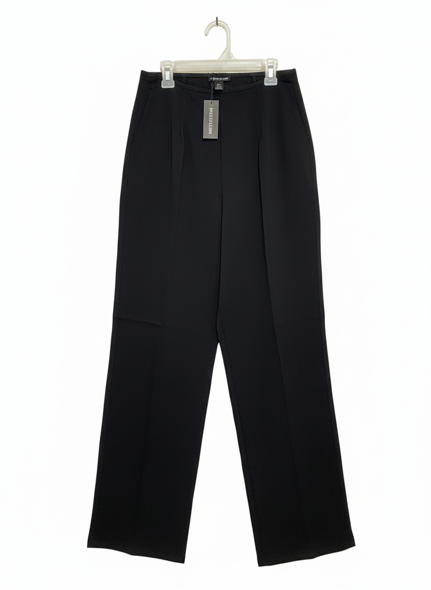 PRETTY LITTLE THING|S|WAIST 26|Black Pleated Front Straight Leg Trousers