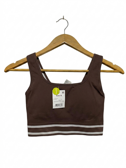 ANKO |XS| BUST 11| B26| BROWN RIBBED ACTIVE SPORTS BRA CROP TOP WITH STRIPED BAND