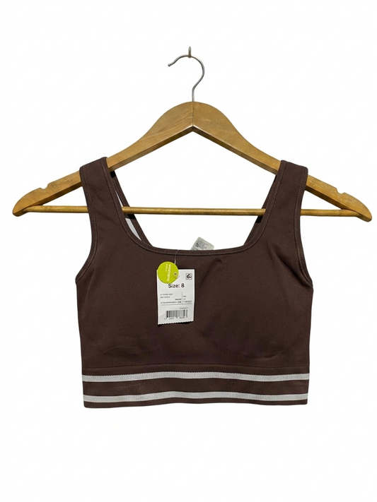 ANKO |XS| BUST 11| B26| BROWN RIBBED ACTIVE SPORTS BRA CROP TOP WITH STRIPED BAND