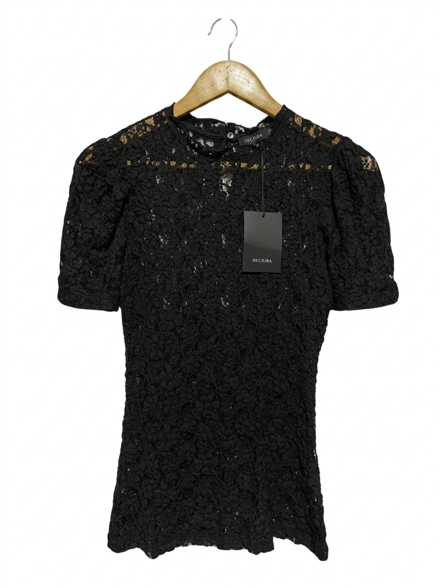 DECJUBA |S| BUST 15| B26| BLACK LACE PUFF SLEEVE TOP