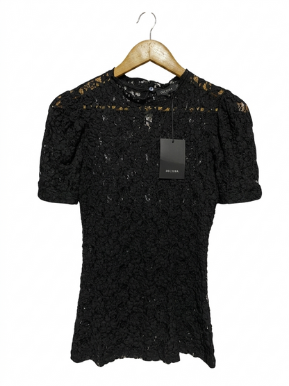 DECJUBA |S| BUST 15| B26| BLACK LACE PUFF SLEEVE TOP
