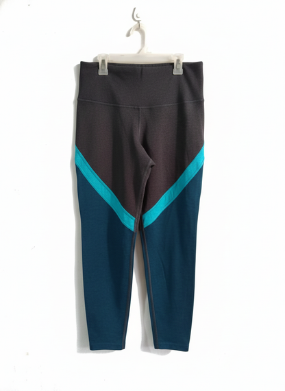 OLD NAVY|L|WAIST 28|GREY AND TEAL COLOR BLOCK LEGGINGS