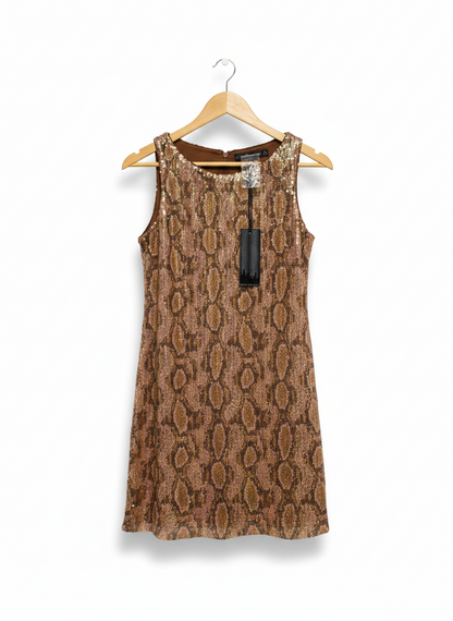 OTTO MODE |S| BUST 16| AMBER PYTHON SEQUIN SHIFT DRESS