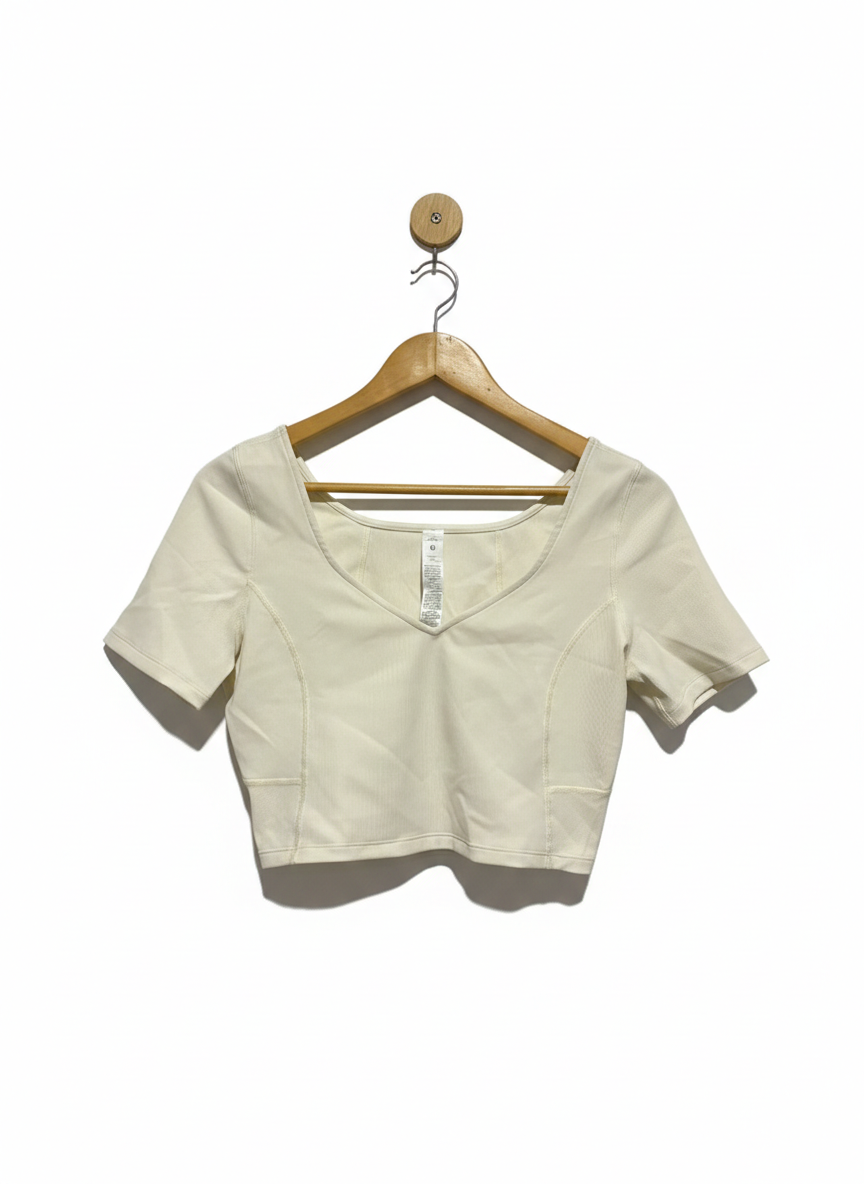 LULULEMON |M| BUST 17| Ribbed Contoured V-Neck Yoga Short Sleeve Shirt