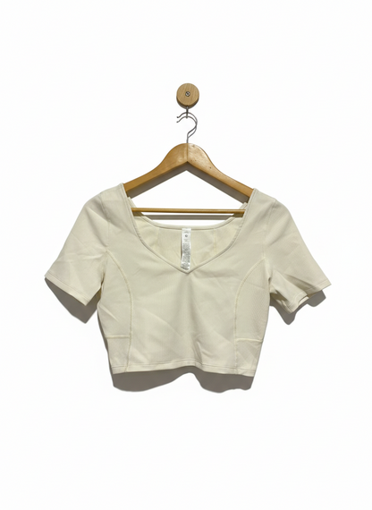 LULULEMON |M| BUST 17| Ribbed Contoured V-Neck Yoga Short Sleeve Shirt