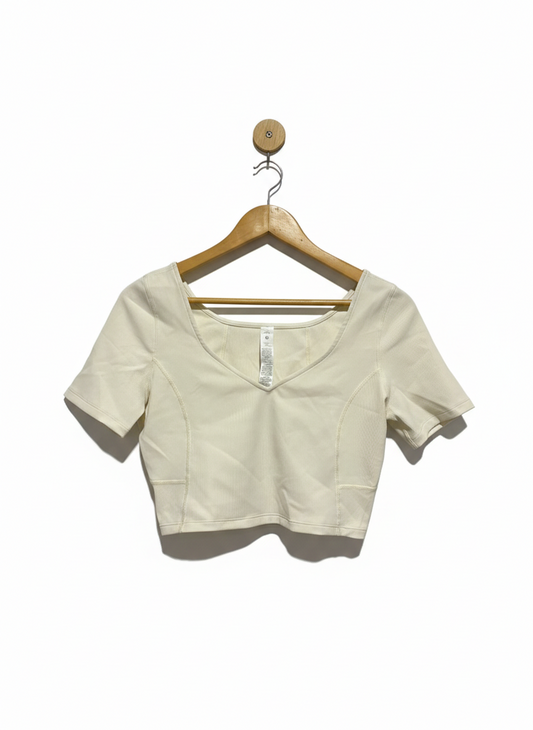 LULULEMON |M| BUST 17| Ribbed Contoured V-Neck Yoga Short Sleeve Shirt