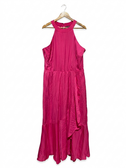 CITY CHIC |L| BUST 22| B23| HOT PINK HALTER NECK RUFFLE MAXI DRESS