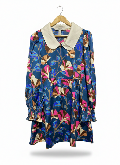 LIQUORISH |M| BUST 17| C6| VINTAGE FLORAL COLLARED MINI DRESS