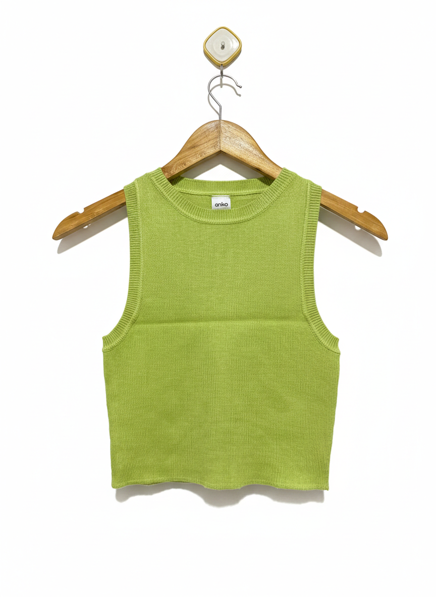 ANKO |M| BUST 12| Lime Green Ribbed Knit Crop Top