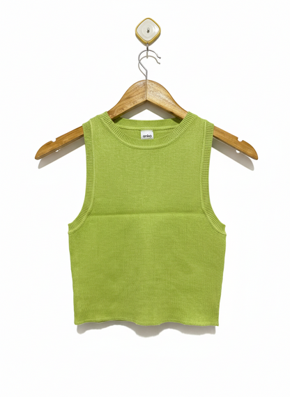 ANKO |M| BUST 12| Lime Green Ribbed Knit Crop Top
