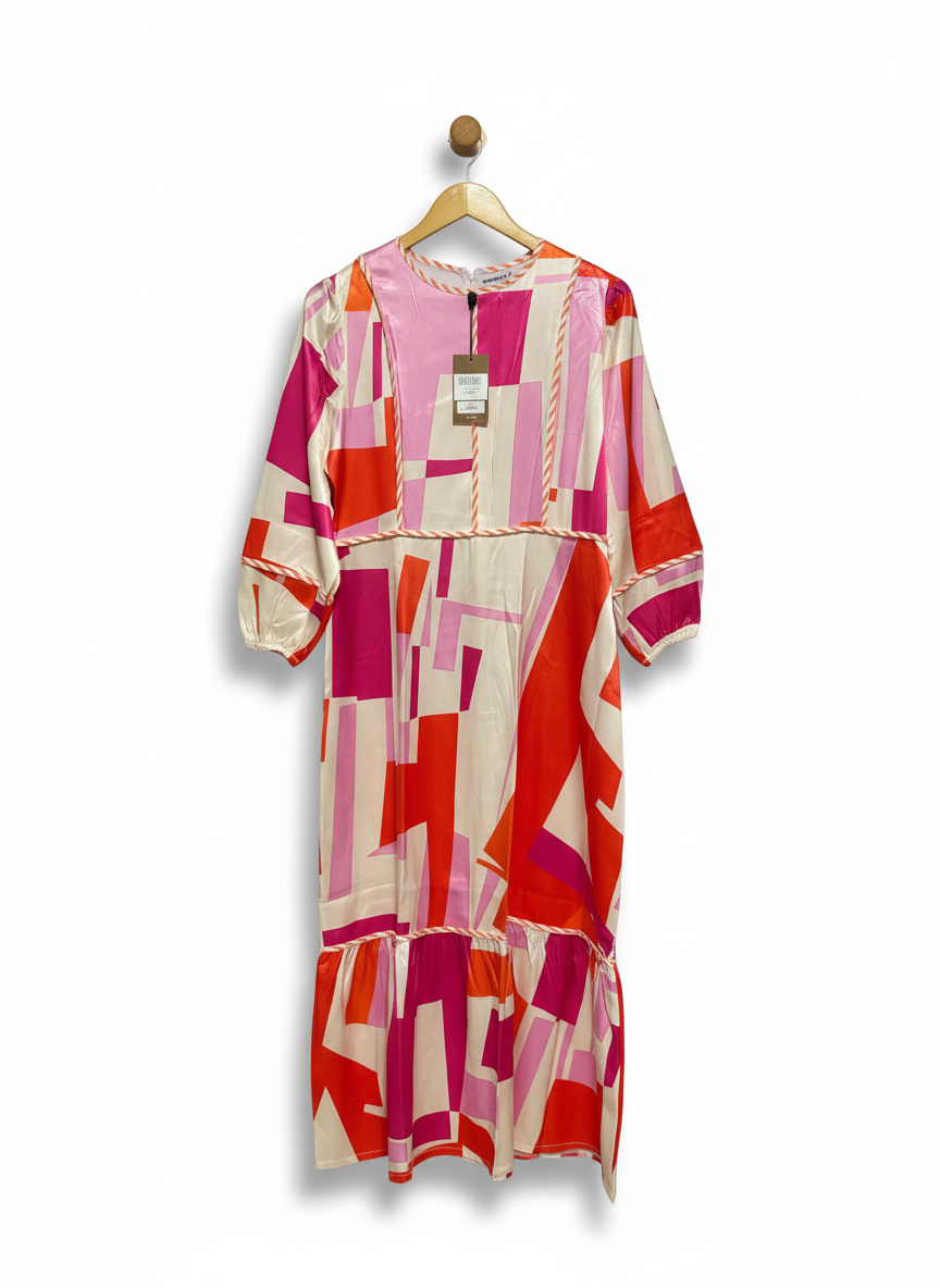 MODERN GEOMETRIC PRINT MIDI DRESS |L| BUST 19|