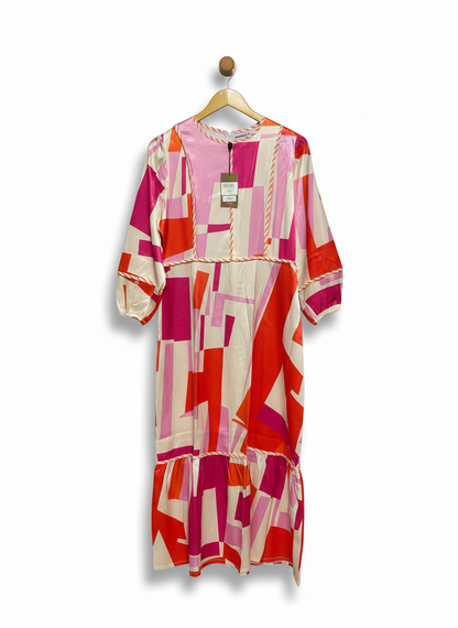 MODERN GEOMETRIC PRINT MIDI DRESS |L| BUST 19|
