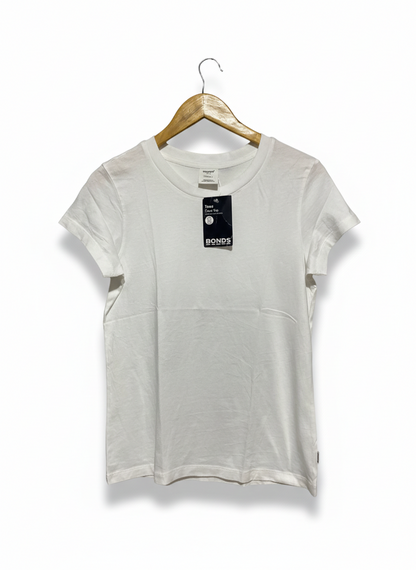 BOODS TEES |S| BUST 17| WOMEN’S CLASSIC CREW NECK T-SHIRT - CRISP WHITE COTTON BLEND