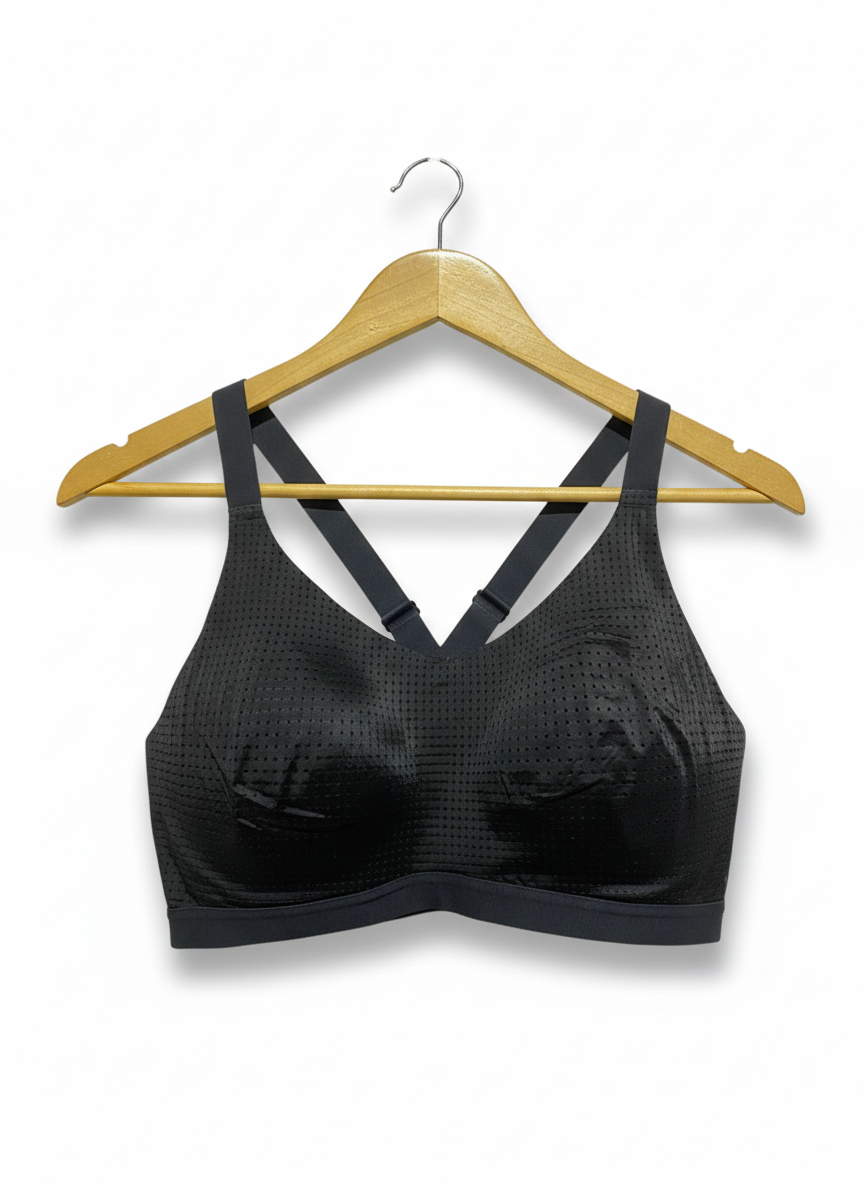 VICTORIA SPORT |XL| BUST 16| ALPHA HIGH-SUPPORT PERFORATED BLACK SPORTS BRA