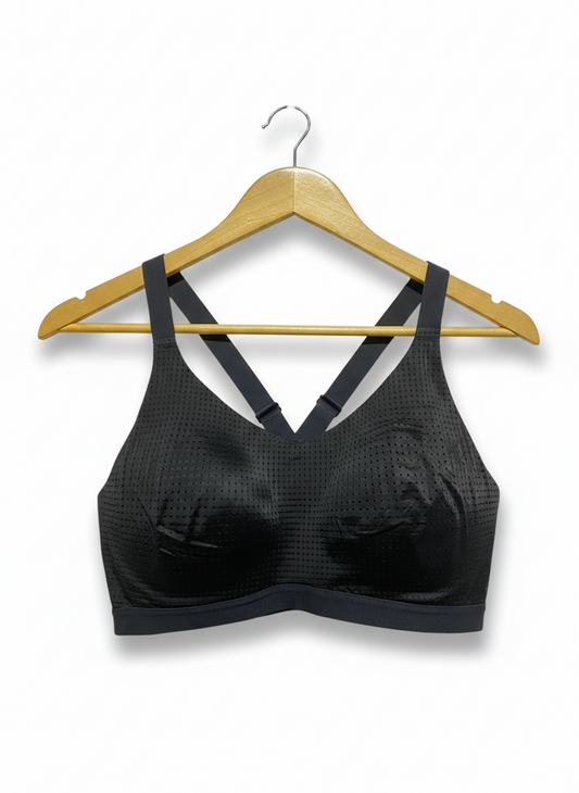 VICTORIA SPORT |XL| BUST 16| ALPHA HIGH-SUPPORT PERFORATED BLACK SPORTS BRA