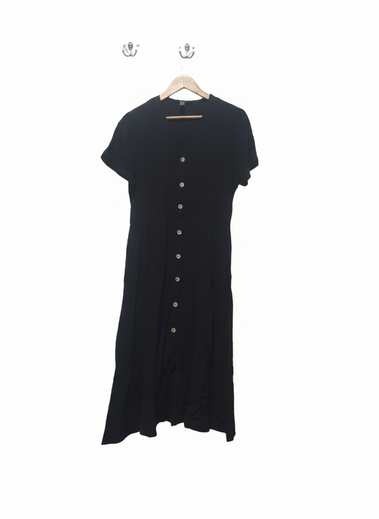 NEW LOOK Black Midi Dress Short Sleeve