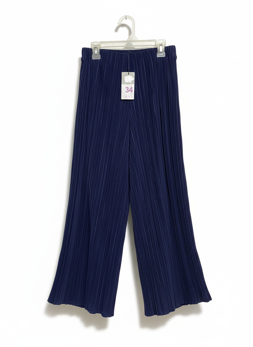 PRIMARK|XS| WAIST 24|NAVY BLUE PLEATED WIDE-LEG CULOTTES OR PALAZZO PANTS