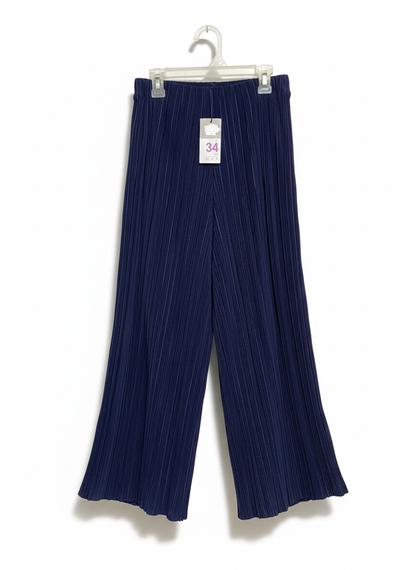 PRIMARK|XS| WAIST 24|NAVY BLUE PLEATED WIDE-LEG CULOTTES OR PALAZZO PANTS