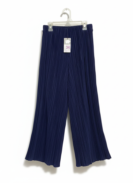 PRIMARK|XS| WAIST 24|NAVY BLUE PLEATED WIDE-LEG CULOTTES OR PALAZZO PANTS
