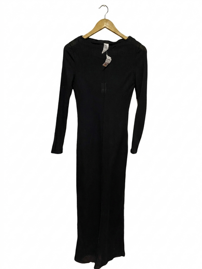 ANKO |S| BUST 15| B27| WOMEN'S PREMIUM BLACK RIBBED LONG SLEEVE MAXI BODYCON DRESS – SLEEK SLIM-FIT KNIT MIDI DRESS