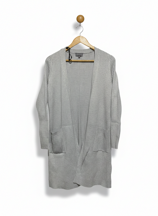 TOKITO |M| BUST 19| Grey Ribbed Open-Front Long Cardigan
