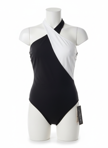 CARVICO|S|BUST 13|Asymmetrical Two Tone One Piece Swimsuit