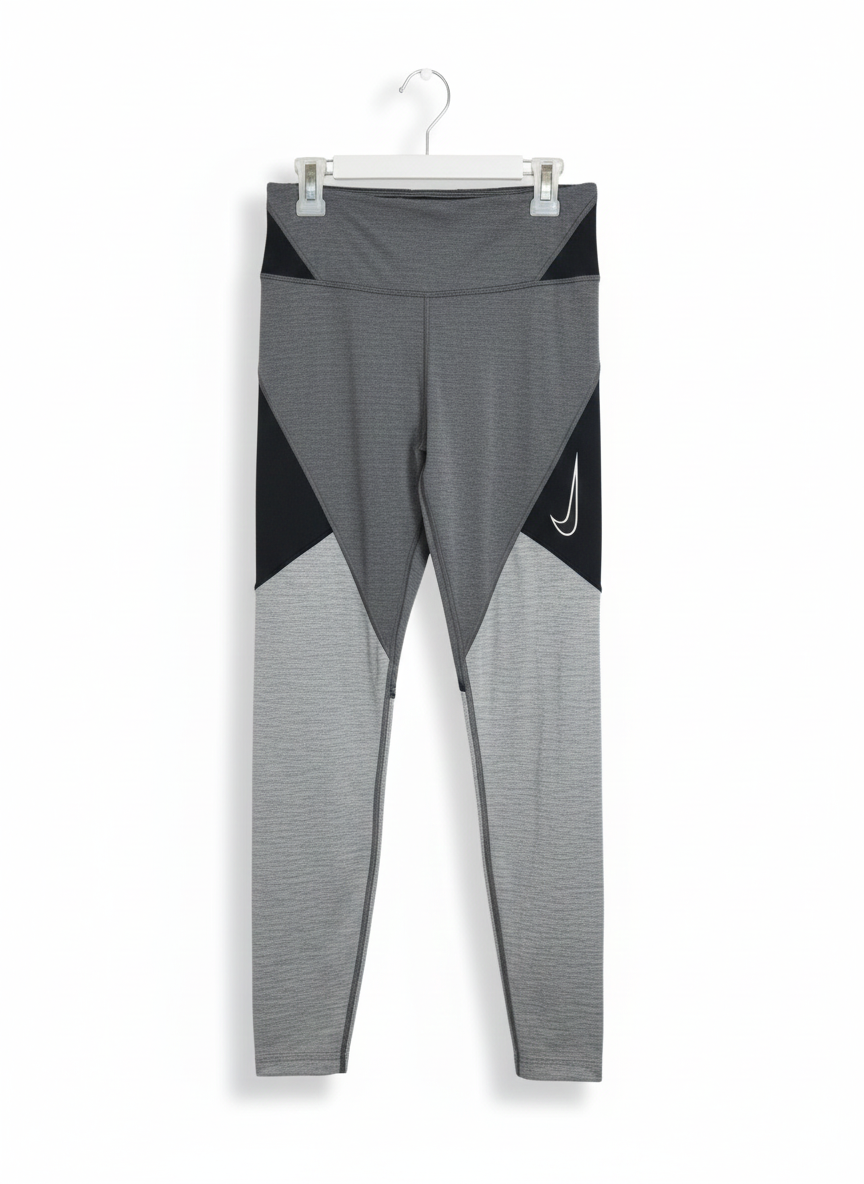 NIKE DRIFIT|S|WAIST 25|Women's Grey/Black Colorblock Performance Leggings