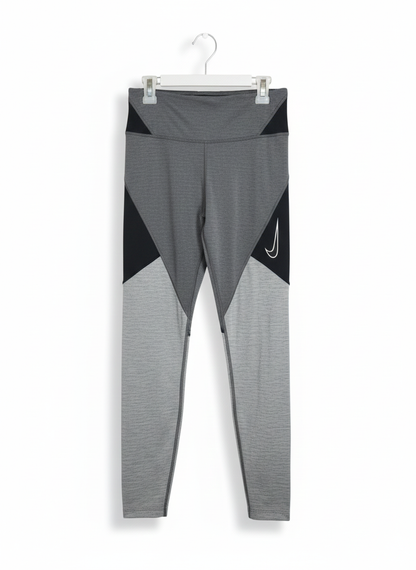 NIKE DRIFIT|S|WAIST 25|Women's Grey/Black Colorblock Performance Leggings