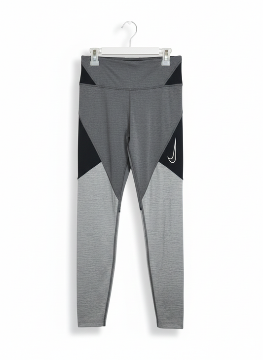 NIKE DRIFIT|S|WAIST 25|Women's Grey/Black Colorblock Performance Leggings
