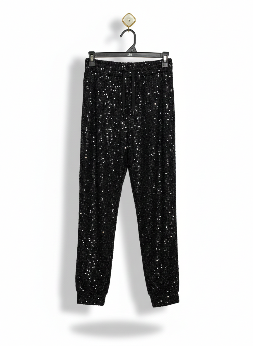 COAST |S| WAIST 24| STUNNING BLACK SEQUINED JOGGER PANTS