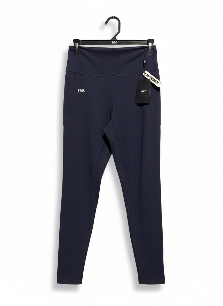 STAX |XL| WAIST 27|B12| WOMEN'S HIGH-WAISTED FULL-LENGTH LEGGINGS IN NAVY