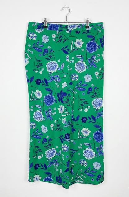EVANS |XXL| WAIST 40| B8| BOHEMIAN VIBRANT GREEN PAISLEY PRINT WIDE-LEG TROUSERS