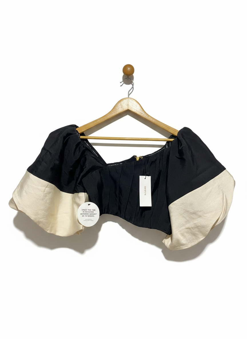 SHEIKE |M| BUST 16| DRAMATIC TWO-TONE PUFF-SLEEVE CROP TOP