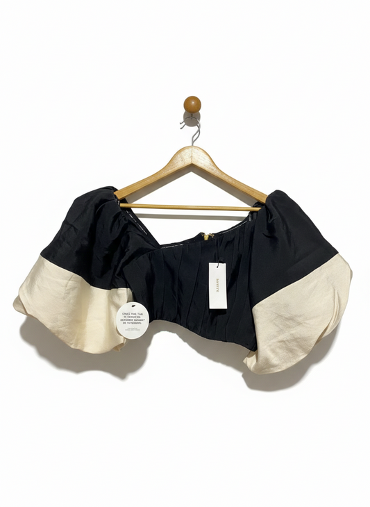 SHEIKE |M| BUST 16| DRAMATIC TWO-TONE PUFF-SLEEVE CROP TOP
