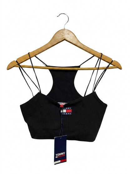TOMMY JEANS |S| BUST 13| B20| AUTHENTIC BLACK CROPPED CAMI – MULTI-STRAP RACERBACK TOP