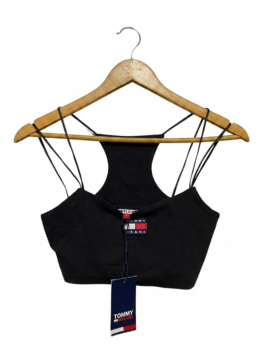 TOMMY JEANS |S| BUST 13| B20| AUTHENTIC BLACK CROPPED CAMI – MULTI-STRAP RACERBACK TOP