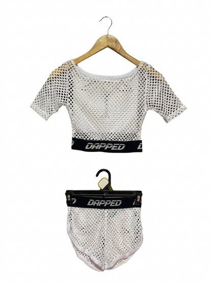 DAPPED |S| BUST 13| B10| WHITE MESH TWO-PIECE ACTIVEWEAR SET