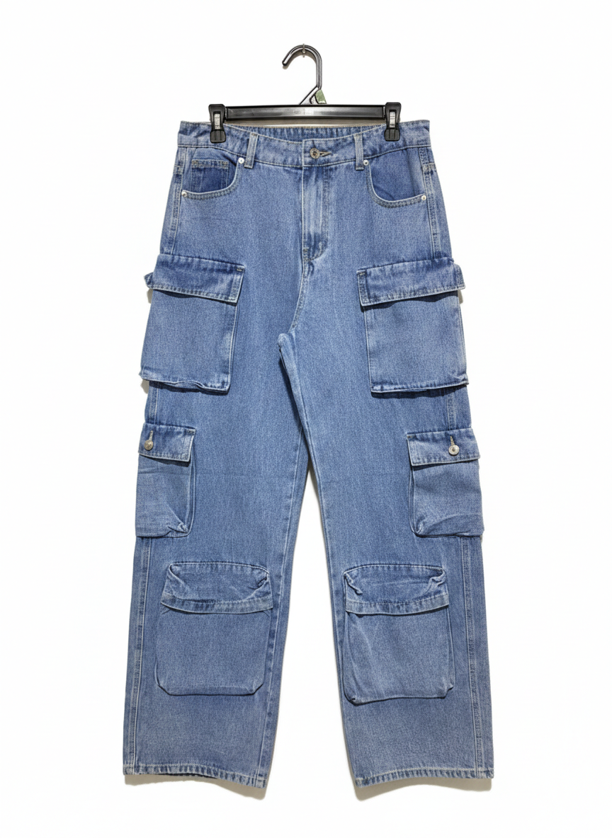 SHEIN |L| WAIST 30| High-Waisted Baggy Fit Denim Jeans with Multi Pockets