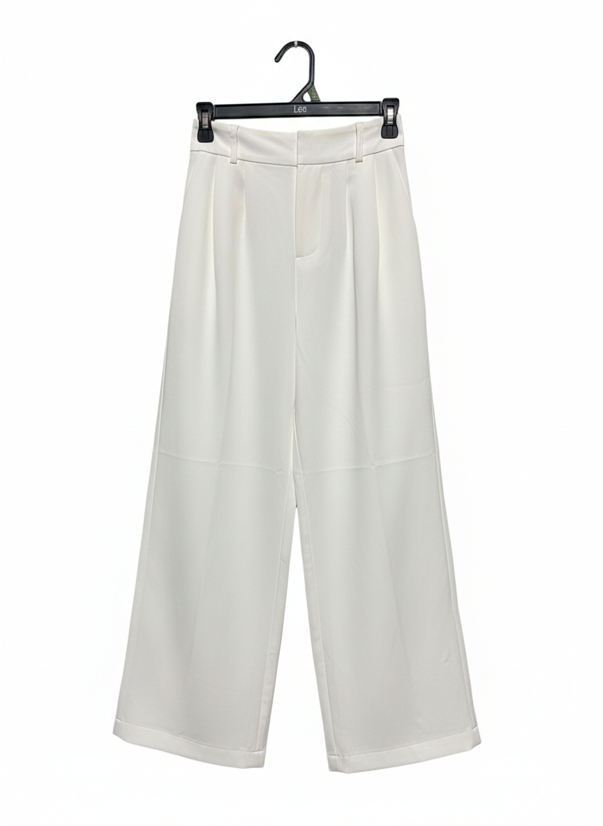 WHITE SANDSTOM |S| WAIST 25| WHITE TAILORED WIDE-LEG TROUSERS