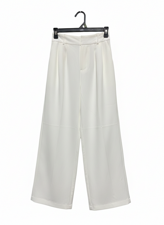 WHITE SANDSTOM |S| WAIST 25| WHITE TAILORED WIDE-LEG TROUSERS