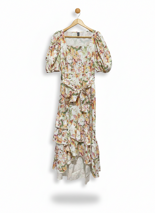 SHEIN |L| BUST 17| ROMANTIC FLORAL TIERED MIDI DRESS