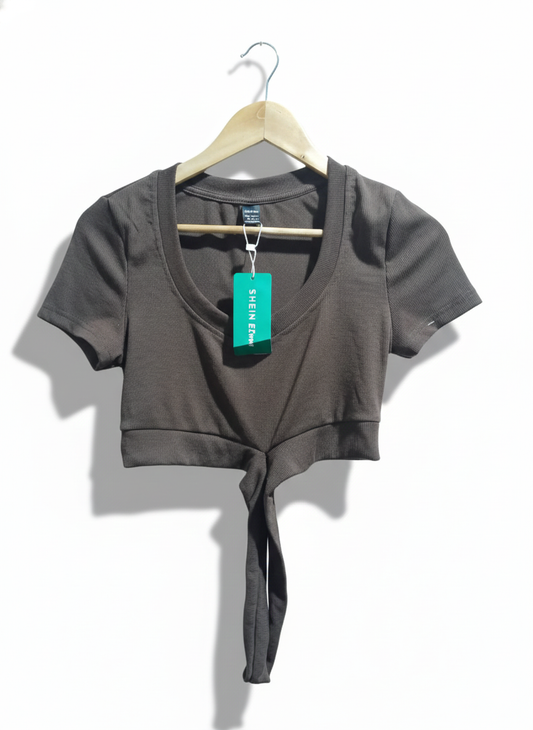 SHEIN|M|BUST 15|EZwear Tie Front Crop Top