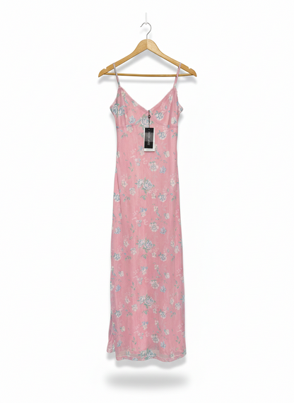 TIGER MIST |M| BUST 14| ROMANTIC DITSY FLORAL SLIP DRESS - PALE PINK MAXI