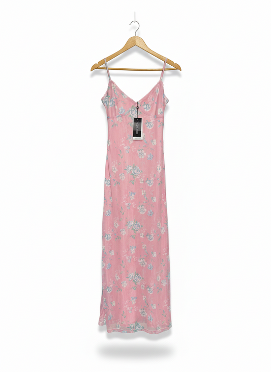 TIGER MIST |M| BUST 14| ROMANTIC DITSY FLORAL SLIP DRESS - PALE PINK MAXI