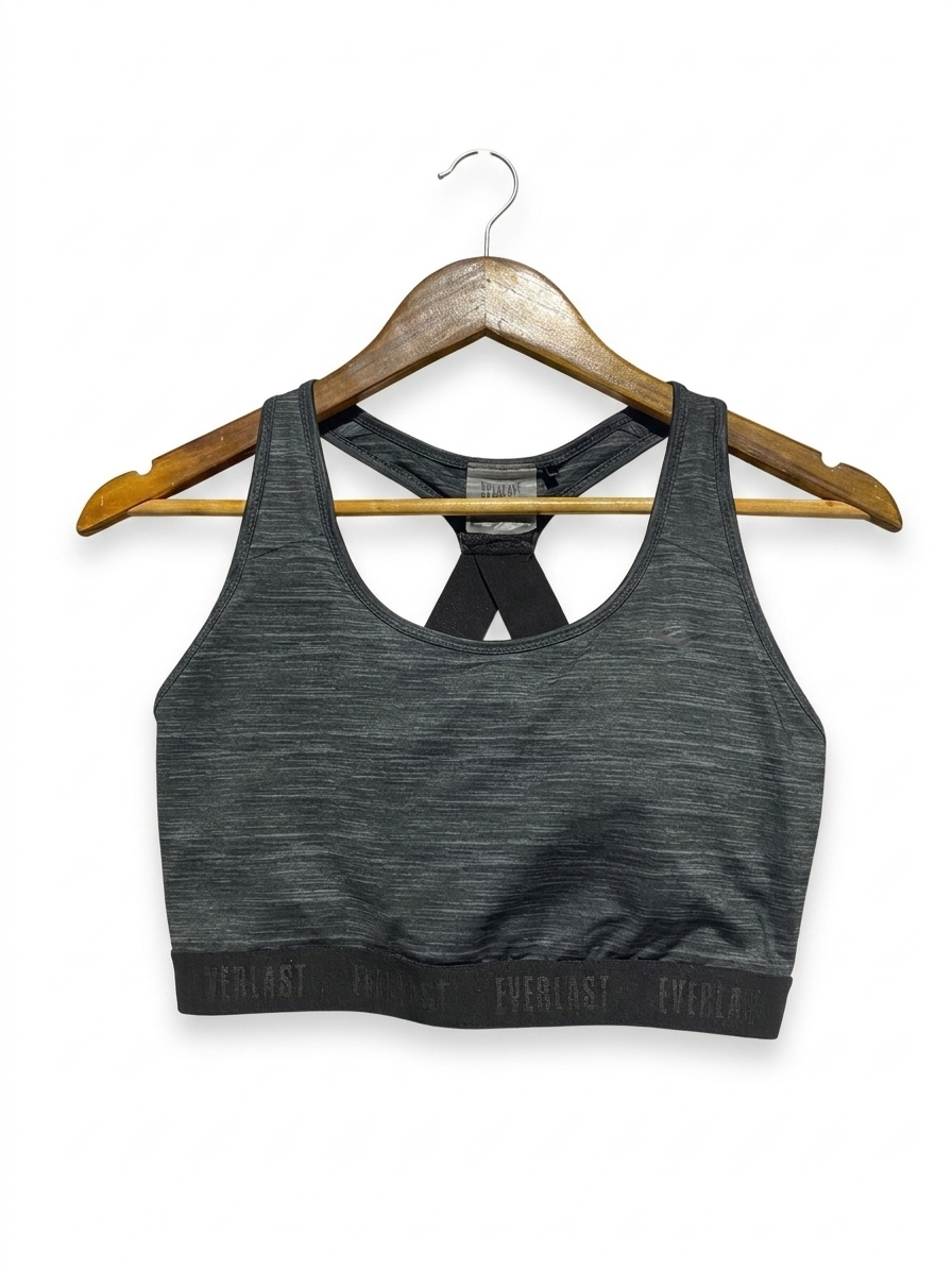 EVER LAST |L| BUST 14| B2| WOMEN’S CHARCOAL GREY MARL RACERBACK SPORTS BRA