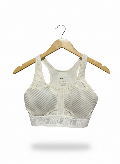 NIKE |S| BUST 14| DRI-FIT ADV WHITE HIGH-SUPPORT PERFORATED SPORTS BRA