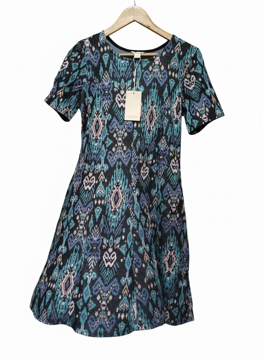 Monsoon Jenna Jacquard Everyday Fit & Flare Spring Dress  BNWT Stretchy W-18 / L-37